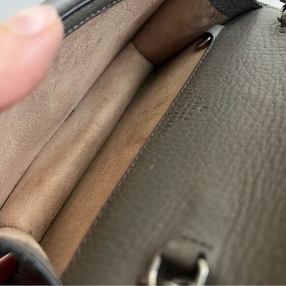 GUCCI Grey Leather Flap Dionysus Mini Chain SoHo Disco Dollar Crossbody + Box - Picture 12 of 14